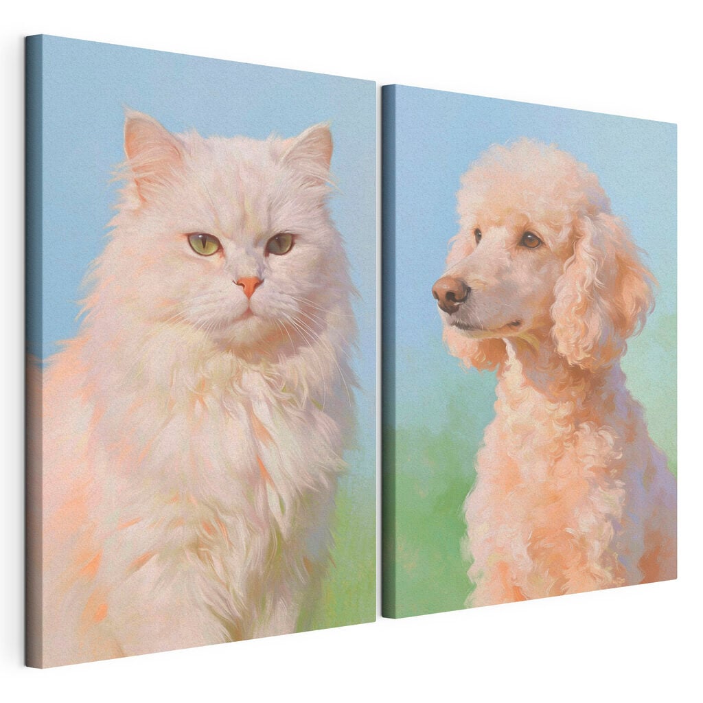 Cat and dog looking at the camera
