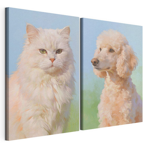 Lámina modular sobre lienzo Lámina modular sobre lienzo Un gato y un perro mirando a la cámara (SKU: m30468)