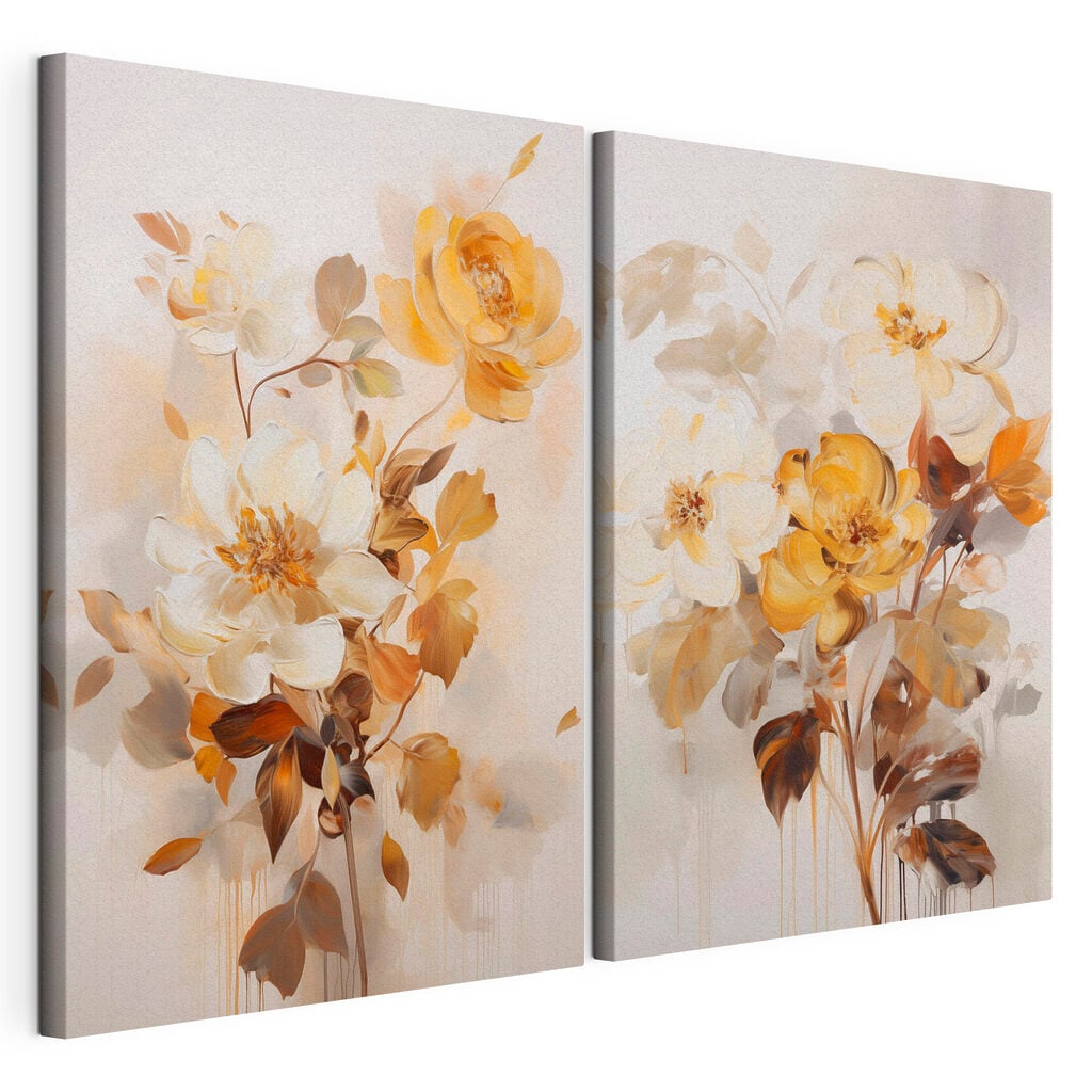 Painting of flowers on a white surface