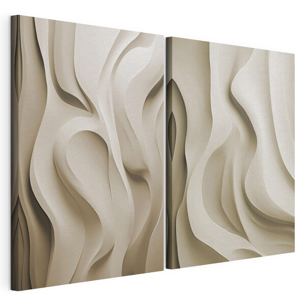 Lámina modular sobre lienzo Lámina modular sobre lienzo Líneas fluidas en tonos neutros (SKU: m30471)