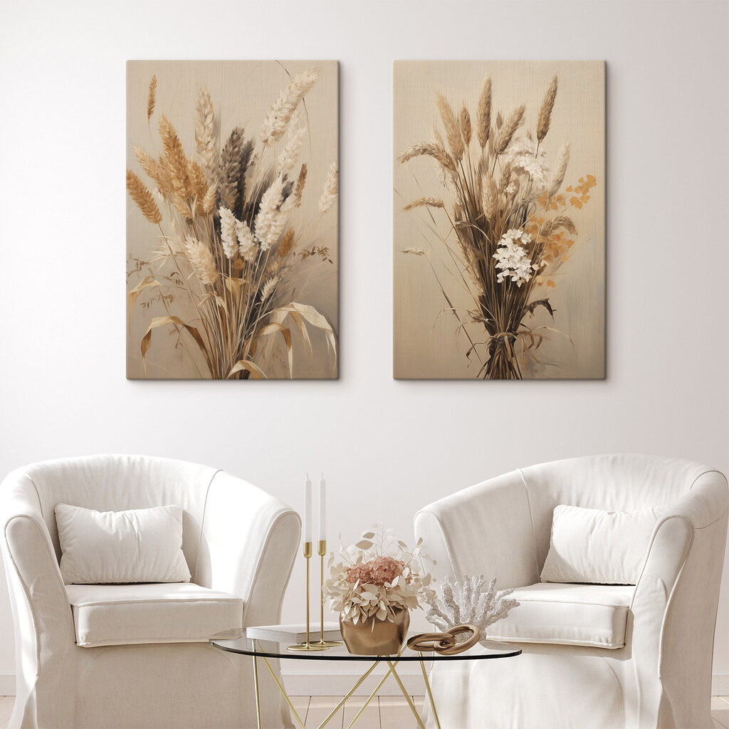 Painting of wheat and flowers