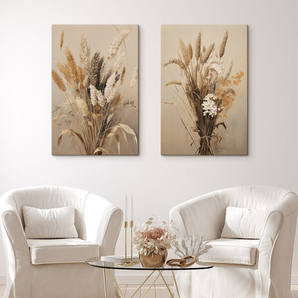 Painting of wheat and flowers