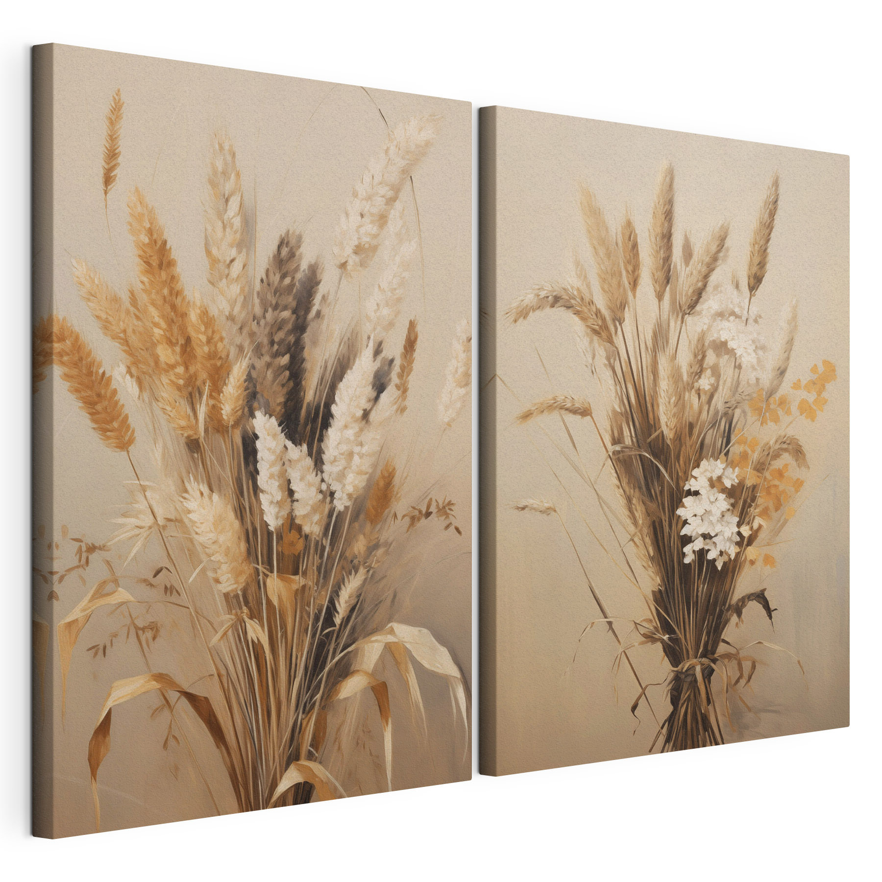 Painting of wheat and flowers
