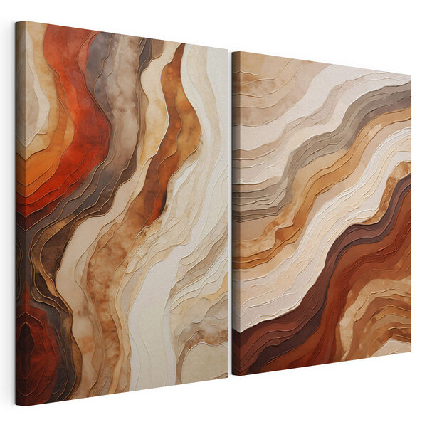 Lámina modular sobre lienzo Formas fluidas en tonos tierra