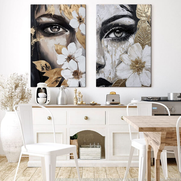 Painting of a woman's face with flowers