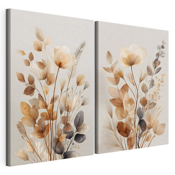 Lámina modular sobre lienzo Lámina modular sobre lienzo Delicados arreglos florales en tonos suaves (SKU: m30535)