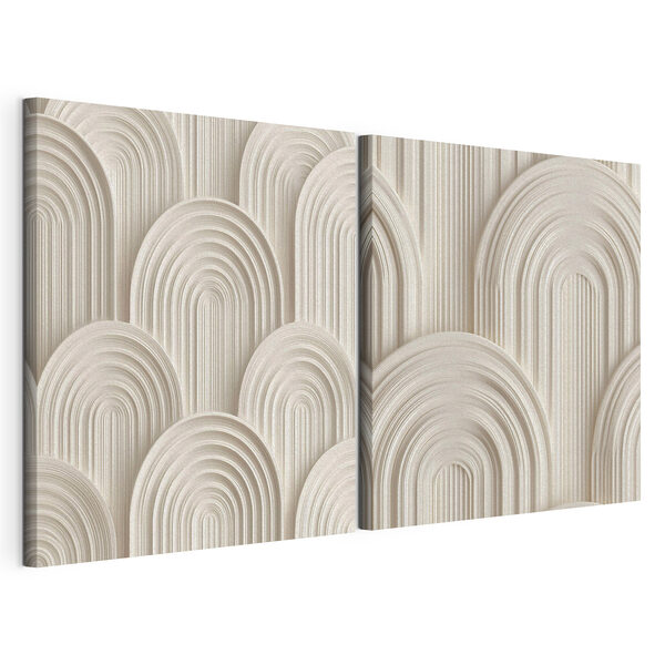 Lámina modular sobre lienzo Lámina modular sobre lienzo Curvas suaves en tonos neutros (SKU: m30540)