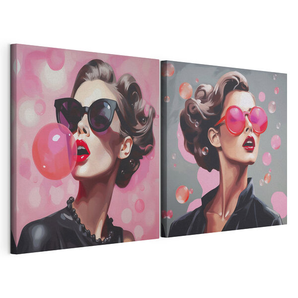 Lámina modular sobre lienzo Collage de una mujer con gafas de sol