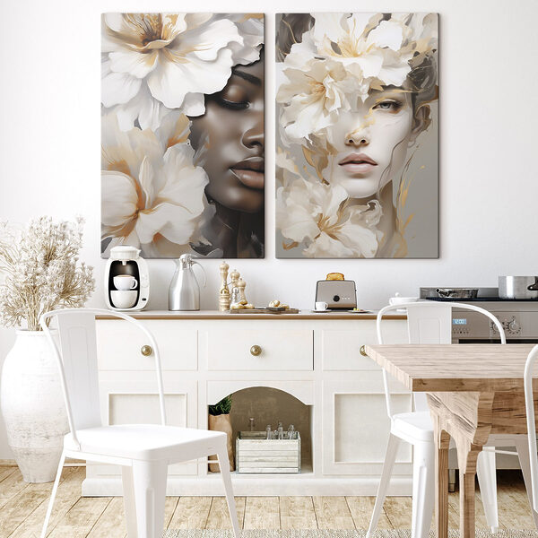 Woman with flowers around her face