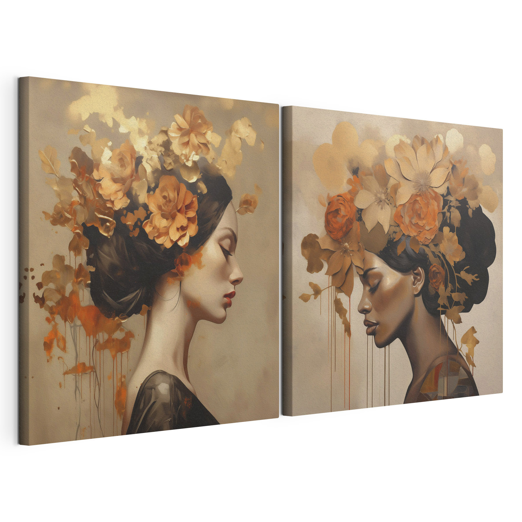 Painting of a woman with flowers in her hair