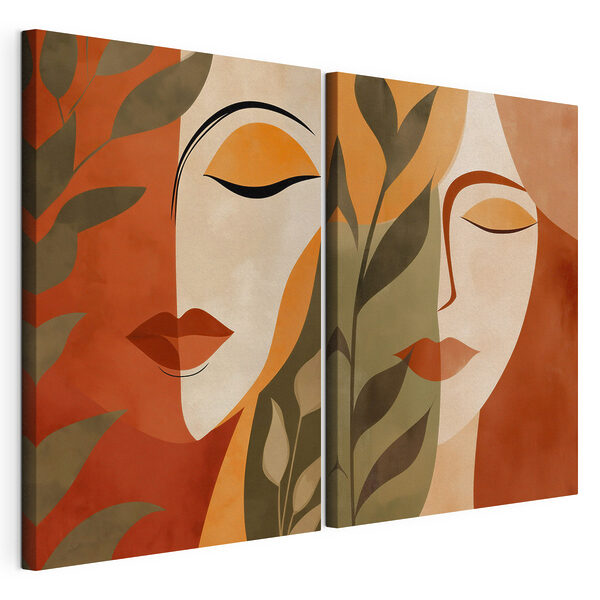 Lámina modular sobre lienzo Collage del rostro de una mujer