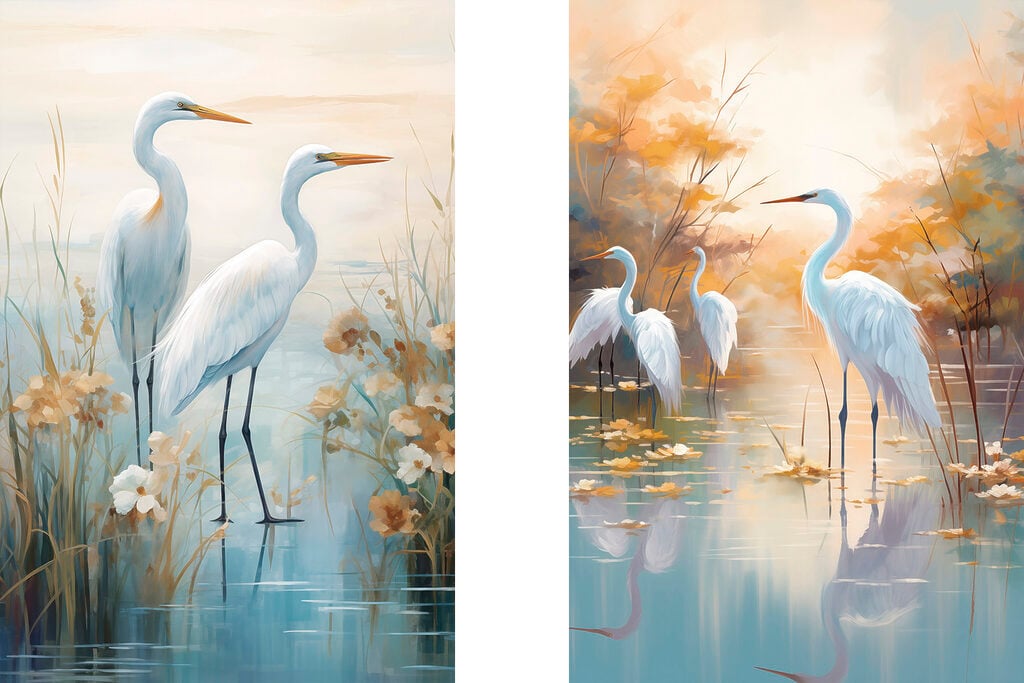Couple of white birds in water