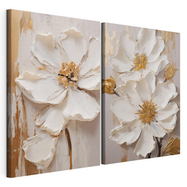 Lámina modular sobre lienzo Lámina modular sobre lienzo Delicadas flores en tonos suaves (SKU: m30579)