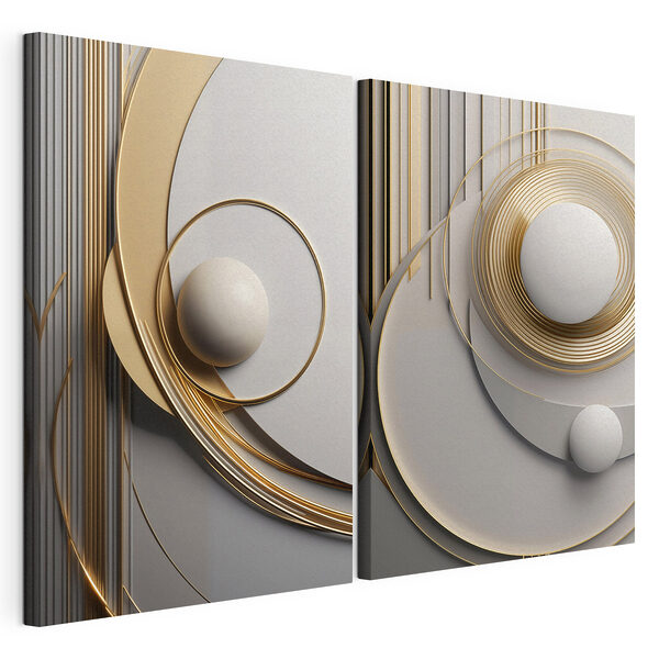 Lámina modular sobre lienzo Lámina modular sobre lienzo Curvas y esferas elegantes en armonía (SKU: m30585)