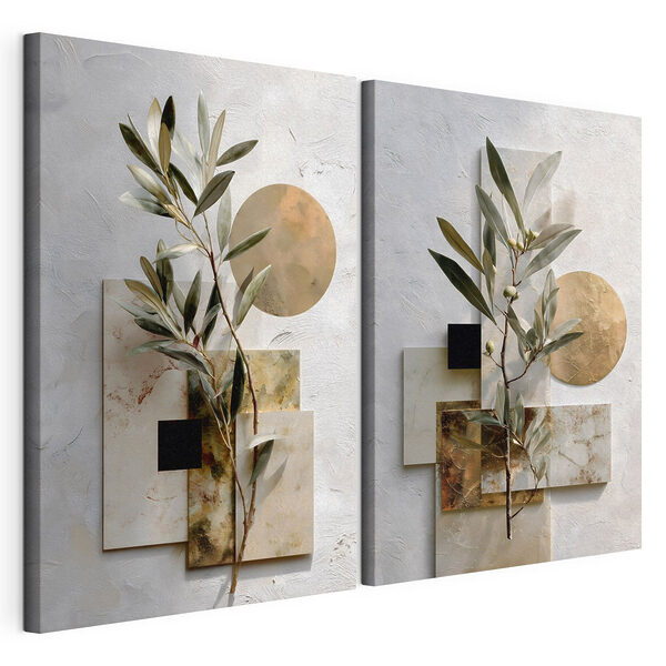 Lámina modular sobre lienzo Lámina modular sobre lienzo Elegancia natural con toques vegetales (SKU: m30618)