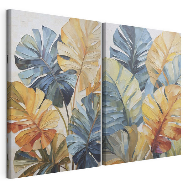 Lámina modular sobre lienzo Lámina modular sobre lienzo Hojas de colores vivos y cálidos (SKU: m30624)