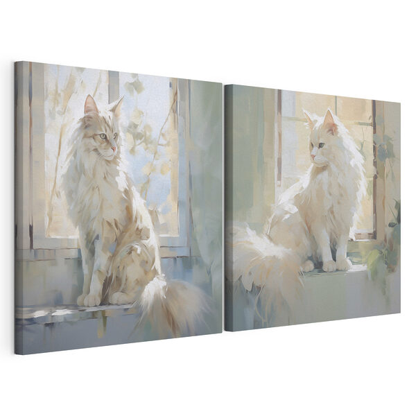 Lámina modular sobre lienzo Lámina modular sobre lienzo Gato sentado en el alféizar de una ventana (SKU: m30625)