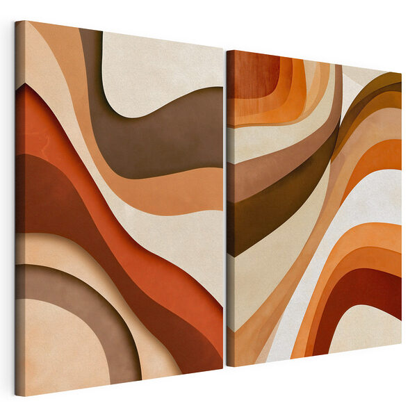 Lámina modular sobre lienzo Lámina modular sobre lienzo Curvas fluidas en cálidos tonos tierra (SKU: m30632)