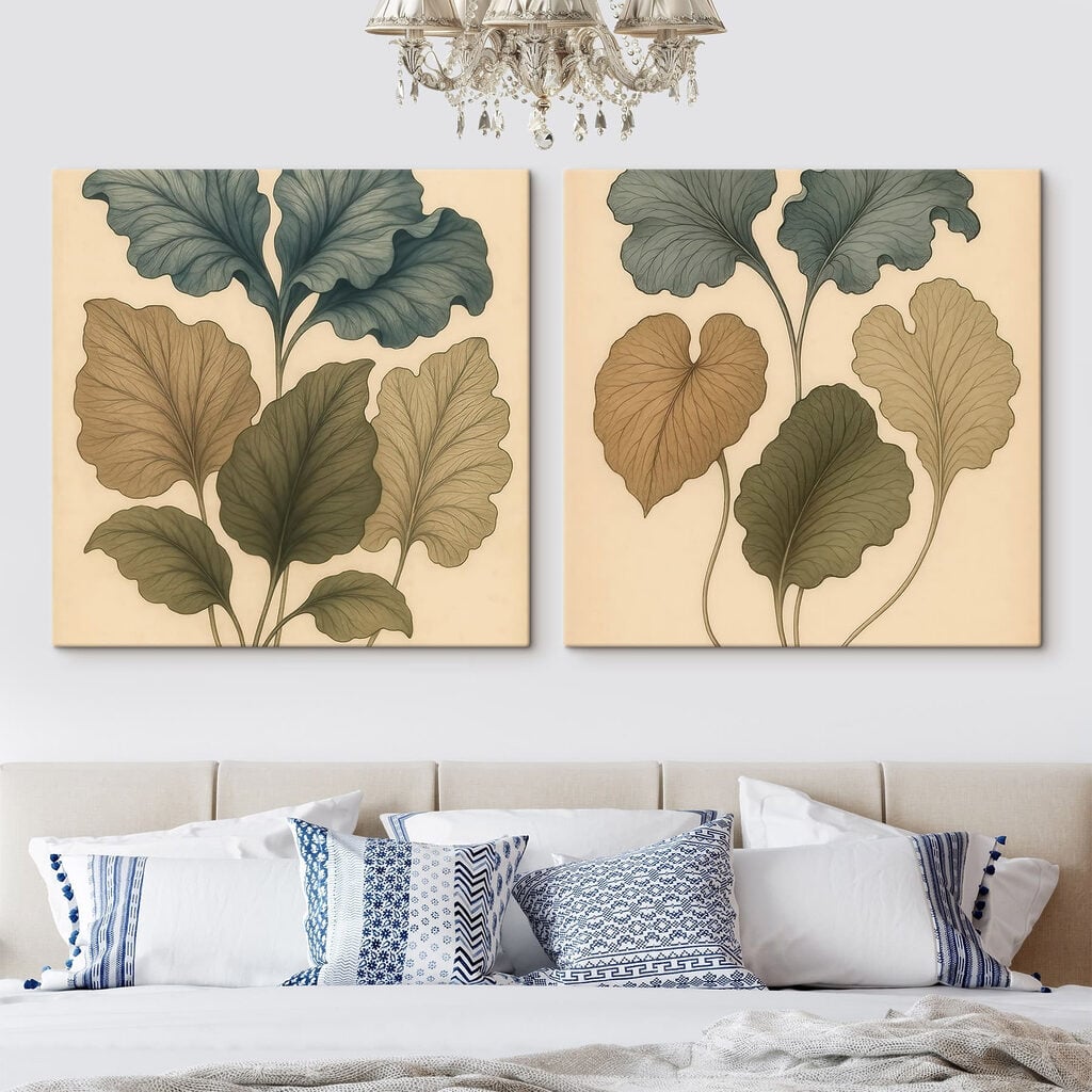 Delicate leaves in soft hues