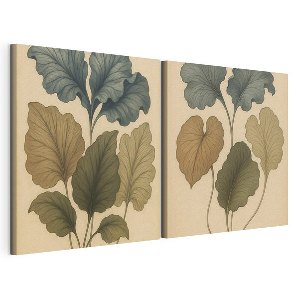 Lámina modular sobre lienzo Lámina modular sobre lienzo Hojas delicadas en tonos suaves (SKU: m30654)