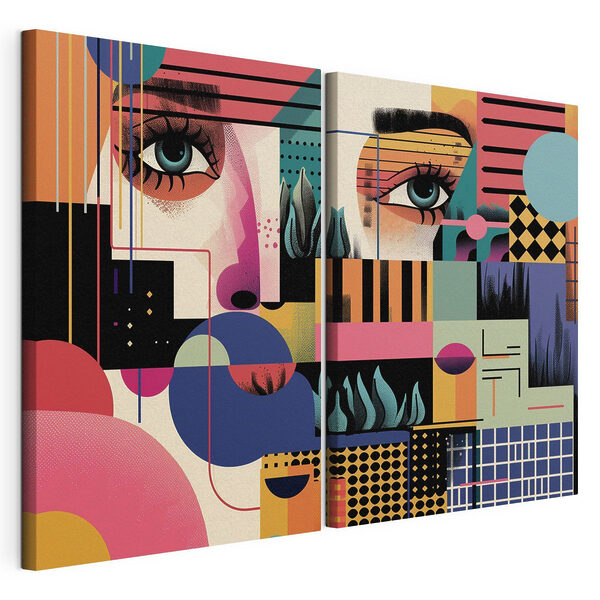 Lámina modular sobre lienzo Lámina modular sobre lienzo Obra de arte a todo color que representa el rostro de una mujer (SKU: m30663)