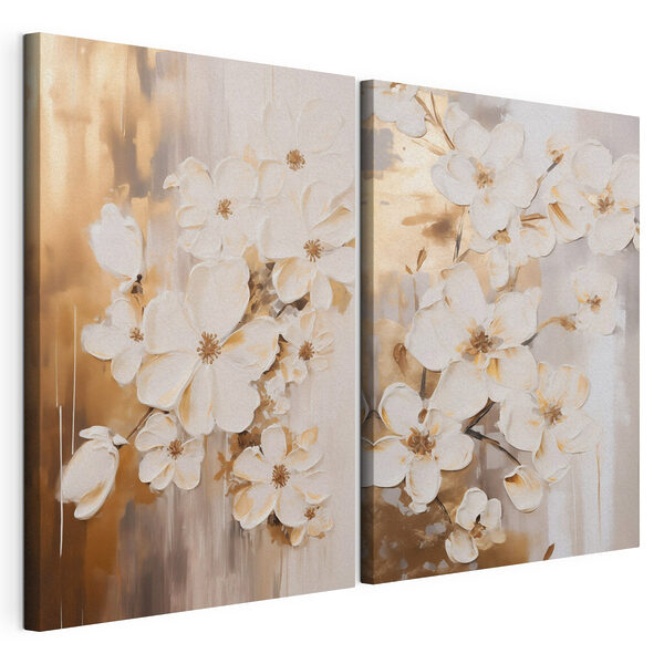 Lámina modular sobre lienzo Lámina modular sobre lienzo Delicadas flores en tonos suaves (SKU: m30679)