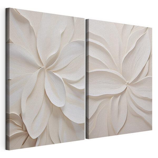 Lámina modular sobre lienzo Collage de flores de papel blanco