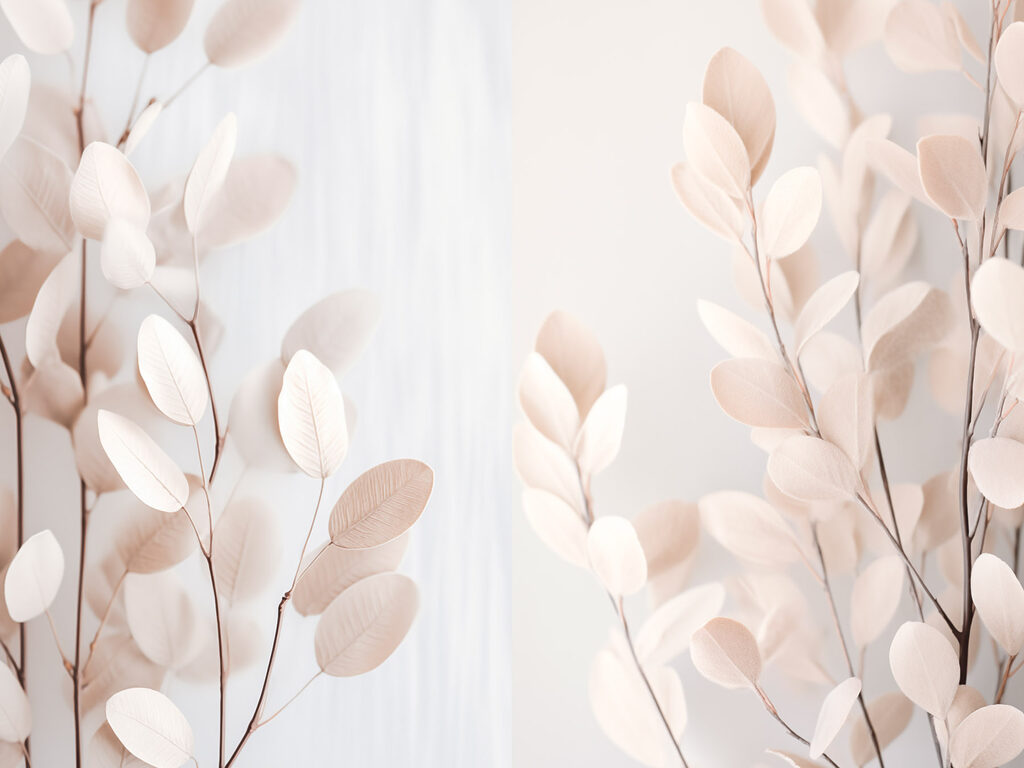 Delicate leaves in soft hues