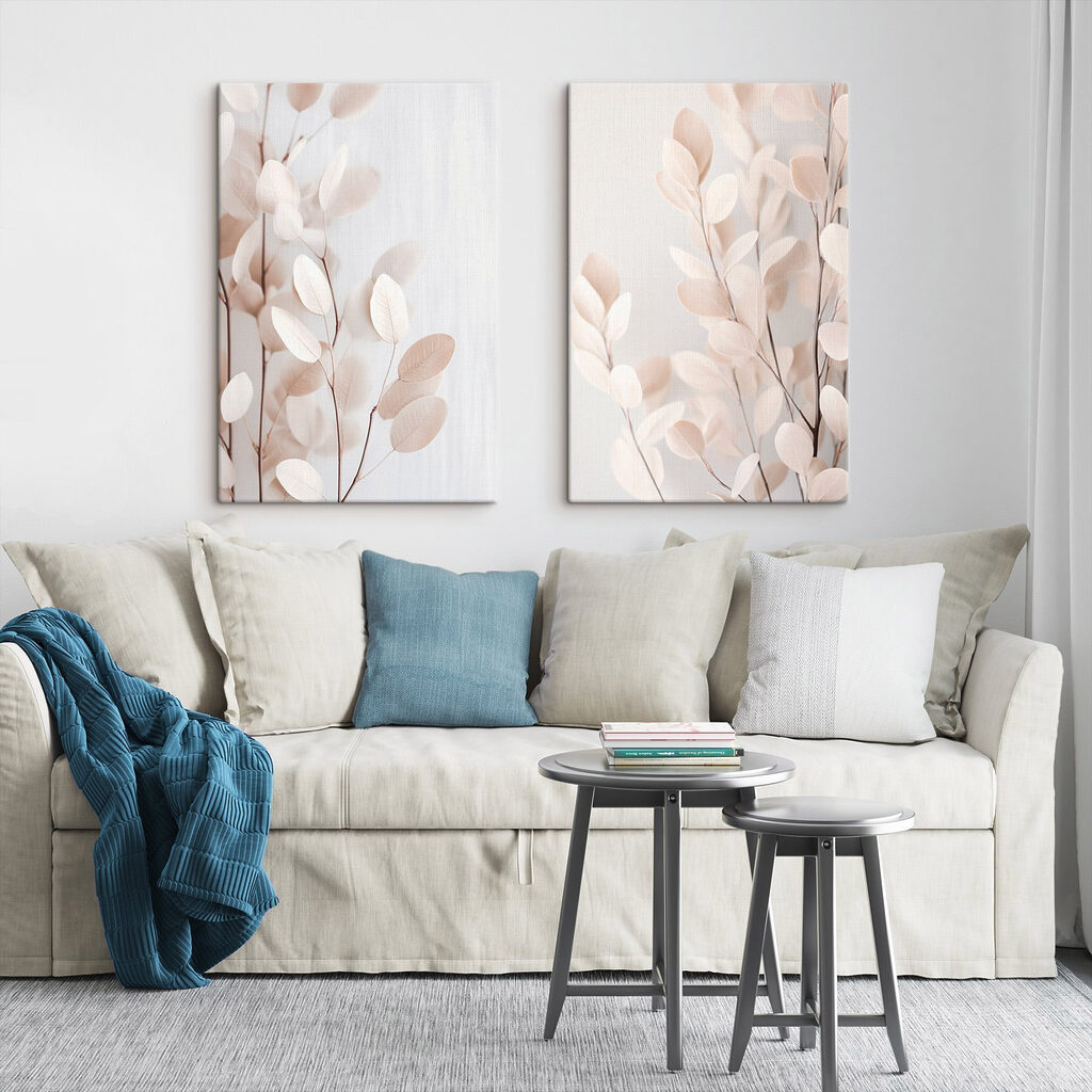 Delicate leaves in soft hues