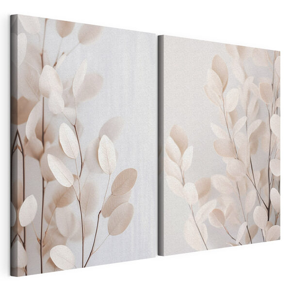 Lámina modular sobre lienzo Lámina modular sobre lienzo Hojas delicadas en tonos suaves (SKU: m30692)