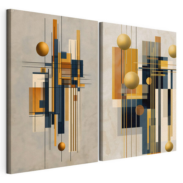 Lámina modular sobre lienzo Collage artístico con círculos y líneas