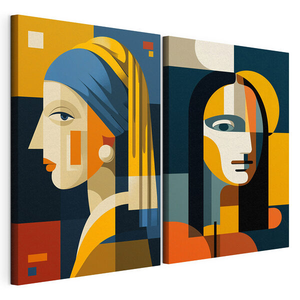 Lámina modular sobre lienzo Lámina modular sobre lienzo Los rostros de un par de mujeres (SKU: m30701)
