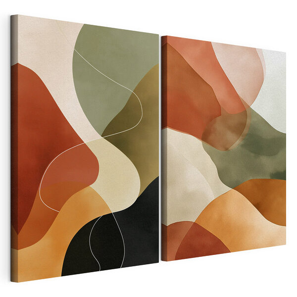 Lámina modular sobre lienzo Formas abstractas serenas en tonos cálidos