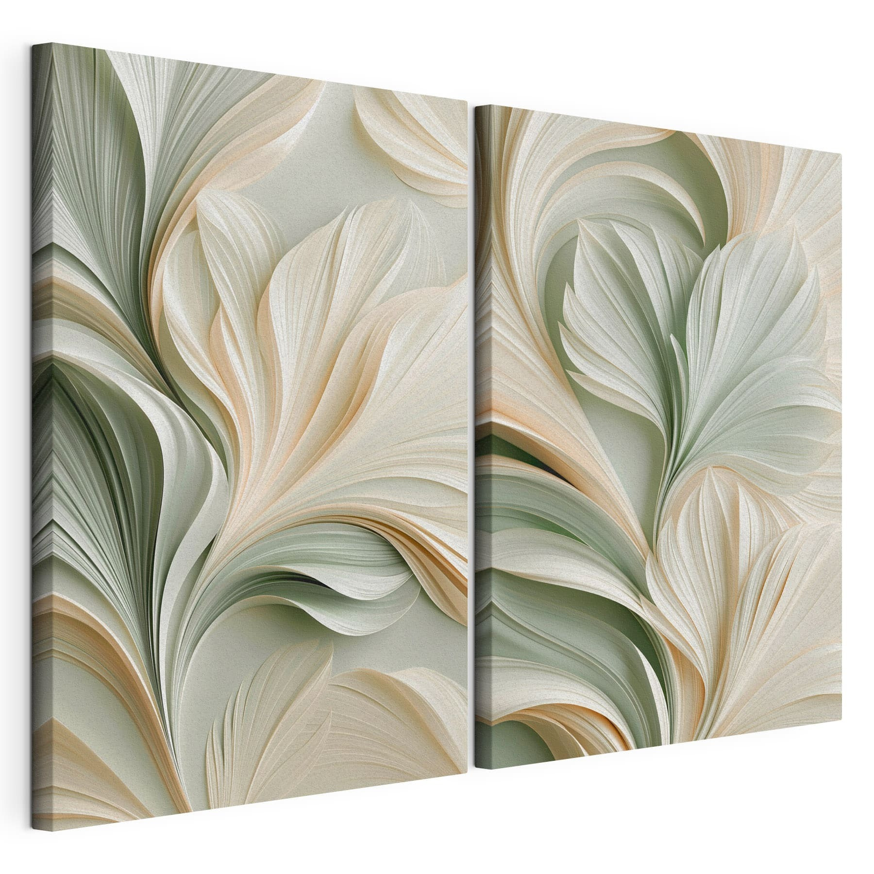 Collage of a white and green floral design