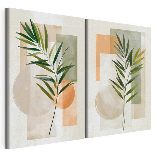 Painting of leaves and squares