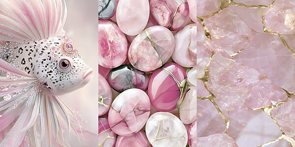 Collage of pink and white stones