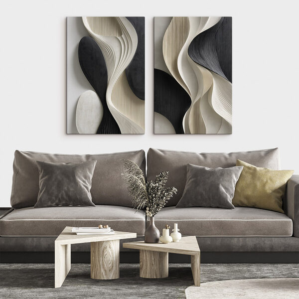 Fluid shapes in contrasting colors
