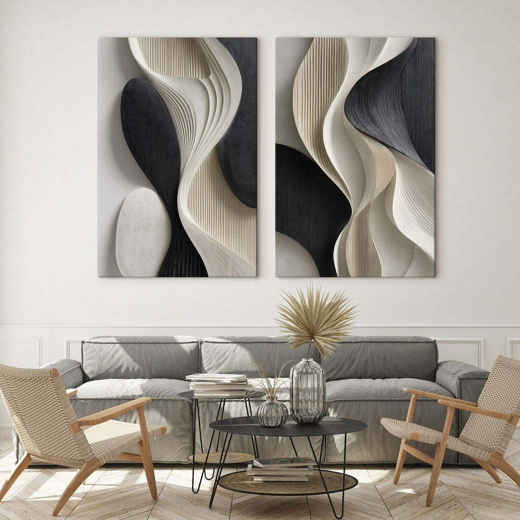 Fluid shapes in contrasting colors