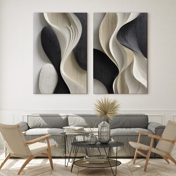 Fluid shapes in contrasting colors