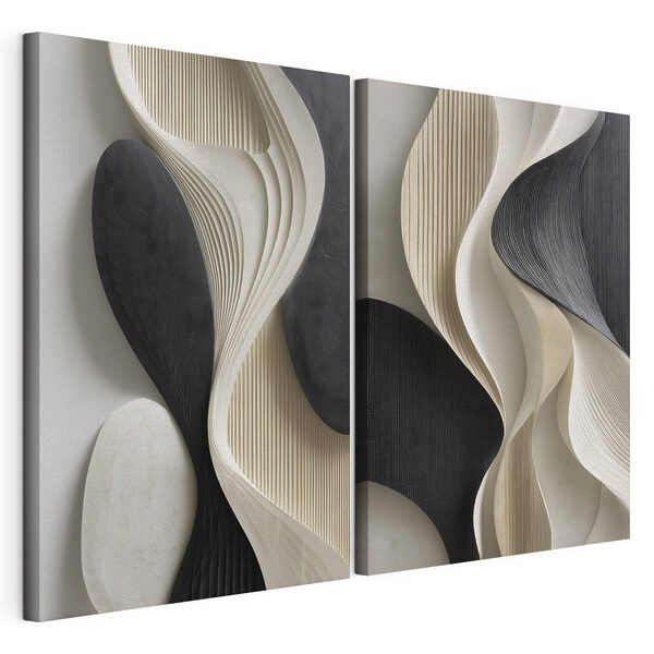 Lámina modular sobre lienzo Lámina modular sobre lienzo Formas fluidas en colores contrastantes (SKU: m30724)