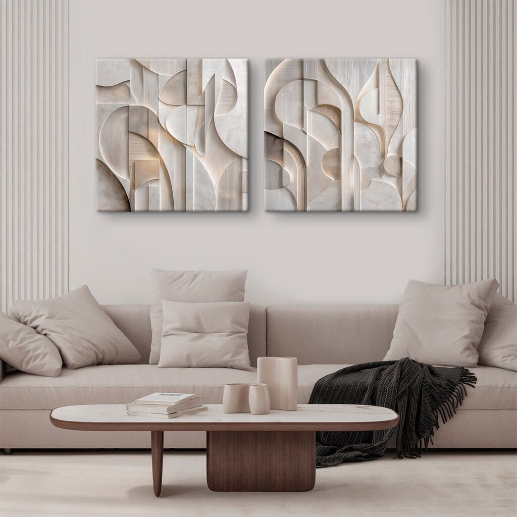 Abstract curves in soft neutral tones