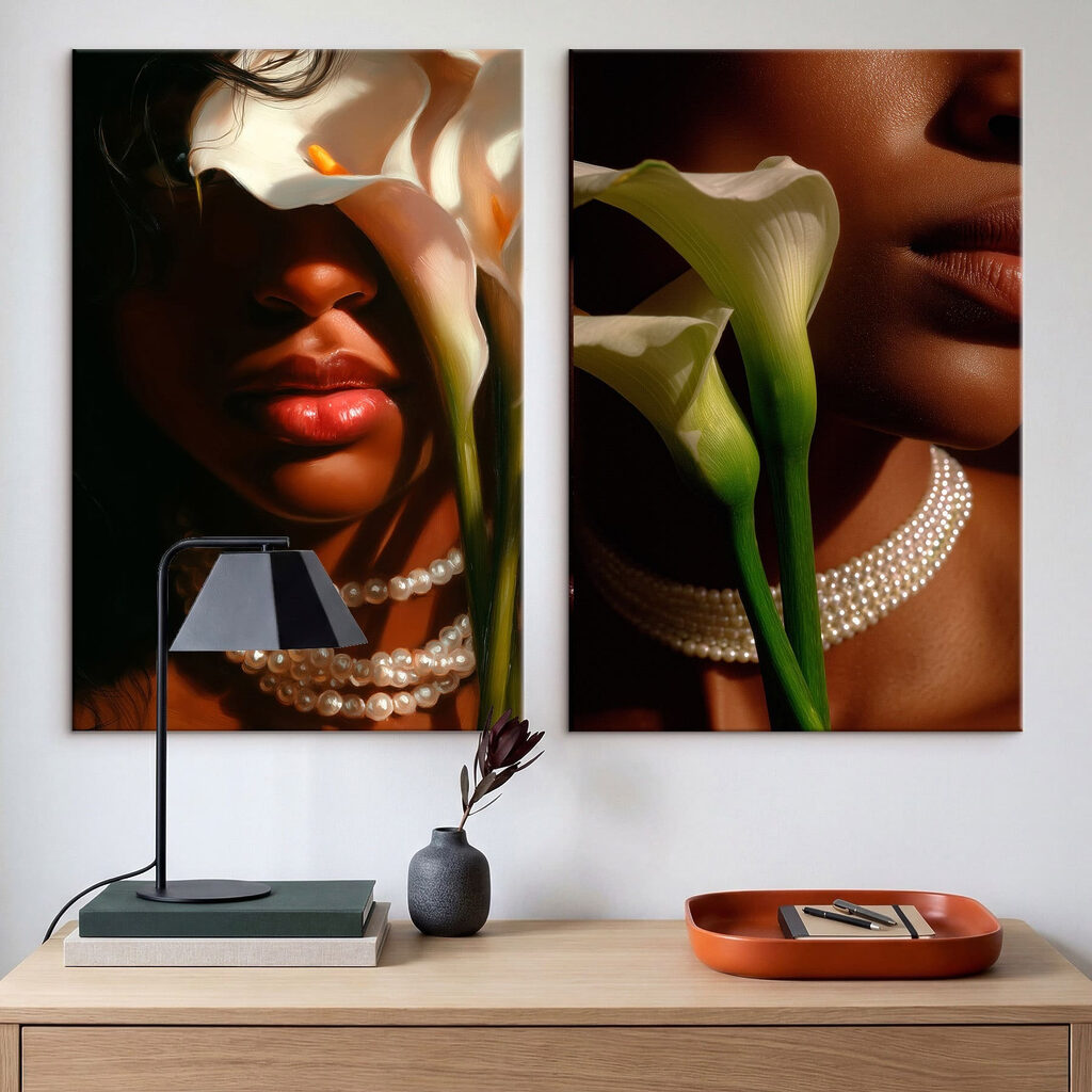 Woman with flowers and necklaces