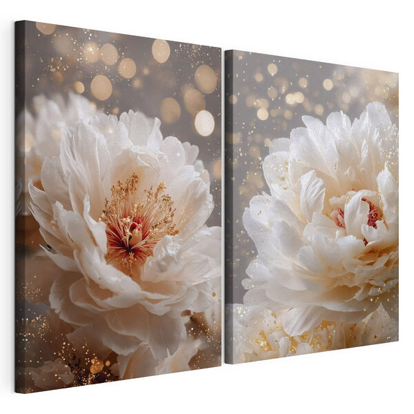 Lámina modular sobre lienzo Delicadas flores en tonos suaves