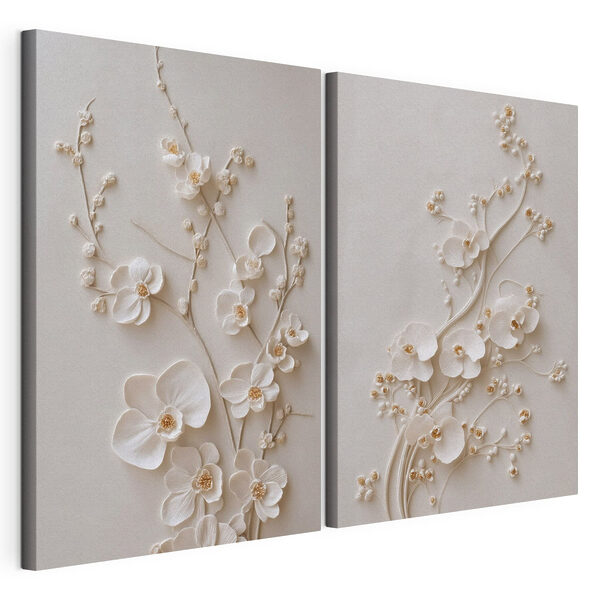 Lámina modular sobre lienzo Lámina modular sobre lienzo Elegante diseño floral en tonos suaves (SKU: m30750)