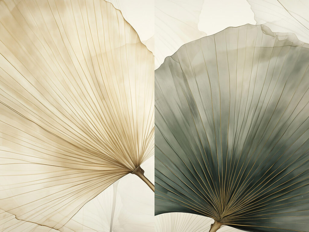 Delicate leaves in soft hues