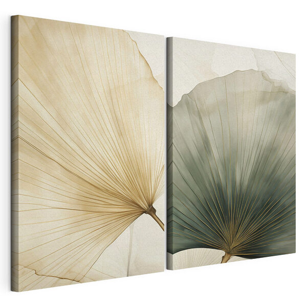 Lámina modular sobre lienzo Lámina modular sobre lienzo Hojas delicadas en tonos suaves (SKU: m30769)