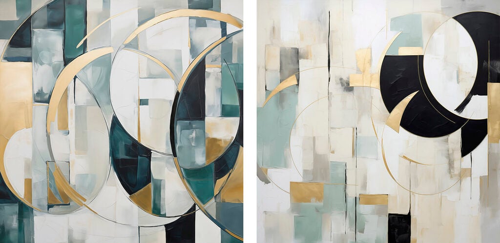 Two paintings of different colors