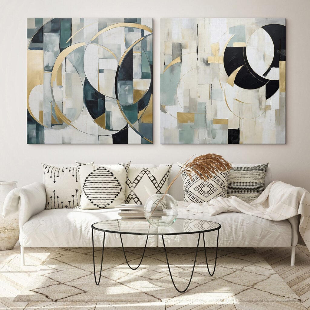 Two paintings of different colors