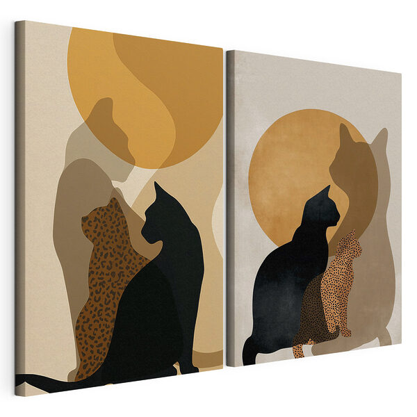 Lámina modular sobre lienzo Lámina modular sobre lienzo Un gato y un gato con otro gato al sol (SKU: m30793)