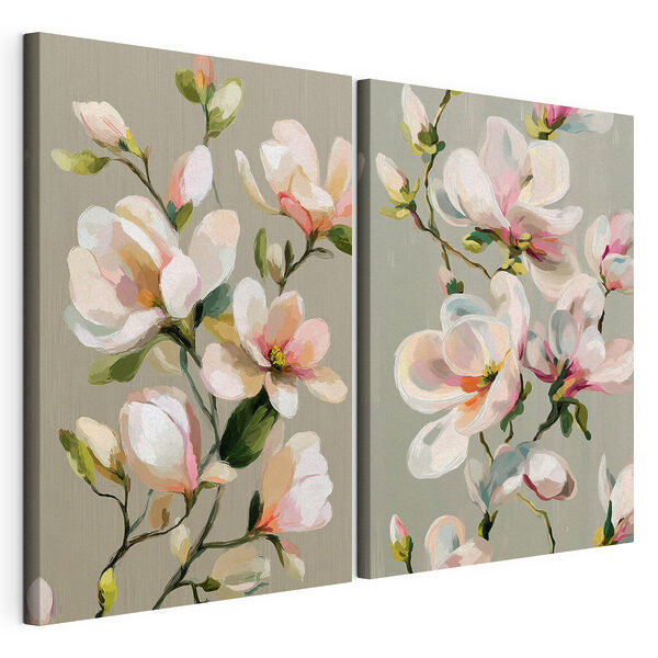 Lámina modular sobre lienzo Lámina modular sobre lienzo Delicadas flores que se funden con suaves tonos (SKU: m30800)